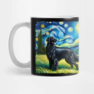 Starry Flat-coated Retriever Dog Portrait - Pet Portrait Mug